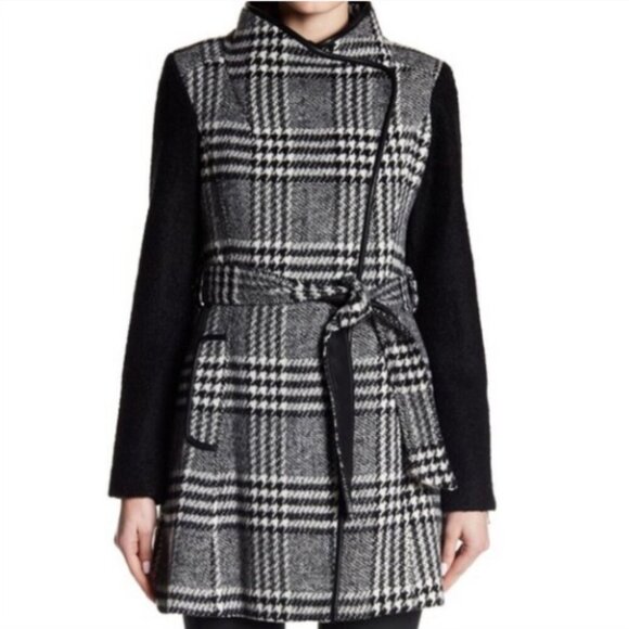 NWOT Women's Guess Wool Plaid Houndstooth Coat Size Small - Picture 2 of 14